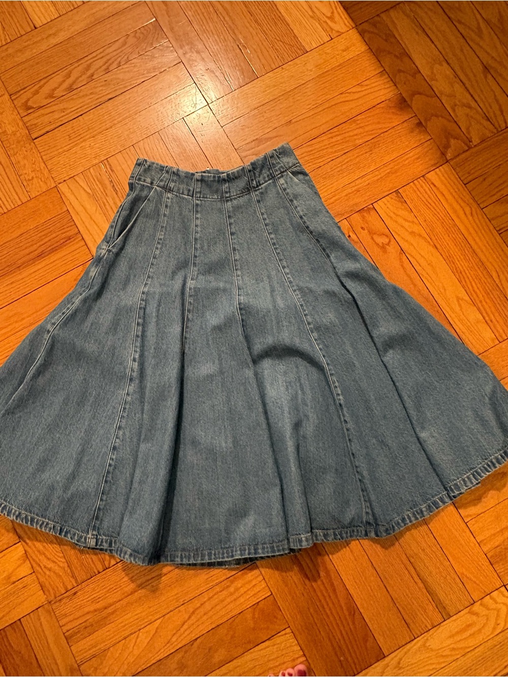 Madewell Flared Denim Midi Skirt: Airy Denim Edition